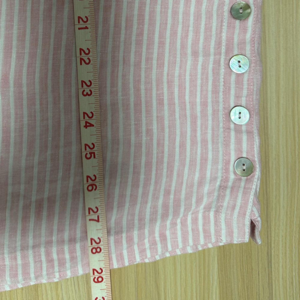 John Mark Pink and White Striped Linen Shirt Coastal Beach Resortwear Carnival - Picture 8 of 8